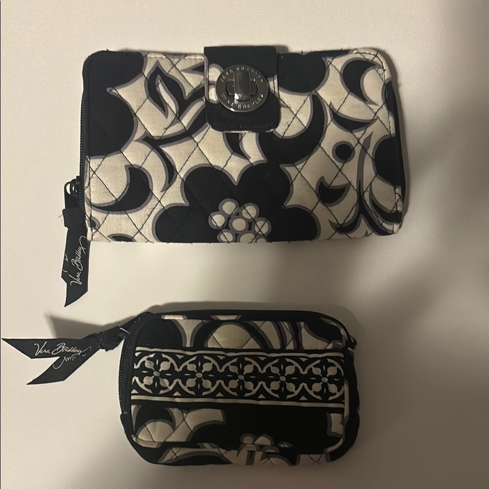 Vera Bradley Black and White Floral Wallet Set